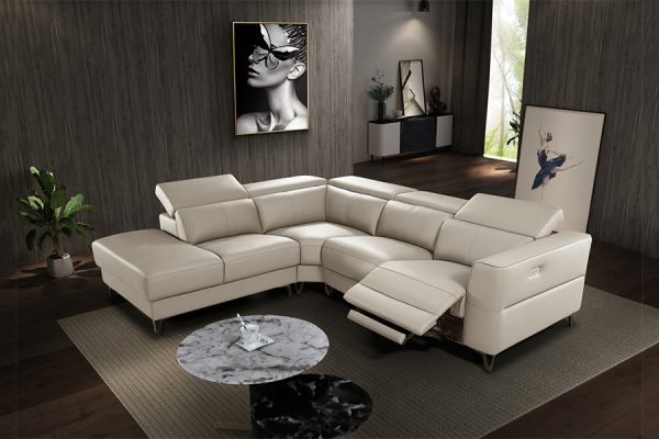 Normandy Corner Leather Lounge with Single Recliner